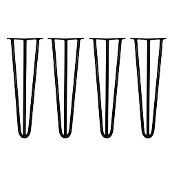 Monstershop 4 Pieds de Table en Épingle à Cheveux - 40,6cm - 3 Tiges - 12mm – Fini Noir