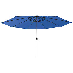 vidaXL Parasol d'extérieur avec LED et mât en métal 400 cm Bleu azuré