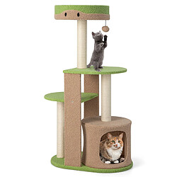 Helloshop26 Arbre à chat 5 niveaux de 111 cm avec griffoirs en sisal et niche tour à chat multicouche avec boule de peluche marron 20_0005497