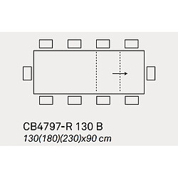 Inside 75 Table extensible 10 couverts PENTAGON 230cm pieds métal plateau céramique ciment