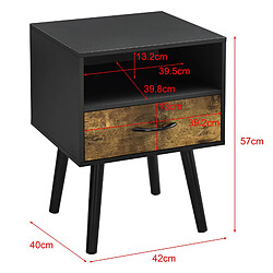 Helloshop26 Table de chevet commode à tiroir meuble bas de table de nuit avec espace de stockage 57 cm noir 03_0006231