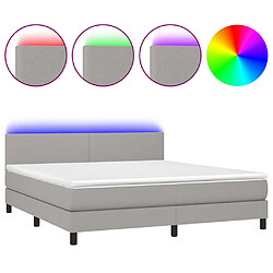 vidaXL Sommier à lattes de lit matelas LED Gris clair 160x200 cm Tissu