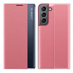 Coque en TPU + PU auto-absorbé avec support rose pour votre Samsung Galaxy S22 Plus