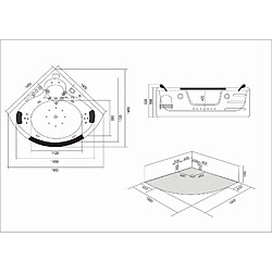 Simba BAIGNOIRE BALNEO MASSANTE - ANGLE HAUTE - BAIN TOURBILLON - BALNEO m MAJESTIC 140 m x 140 cm WHIRLPOOL BALNEO 2 PERSONNES pas cher