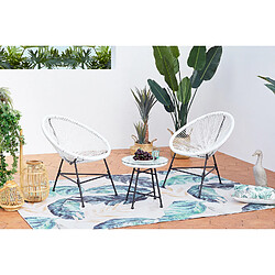 Concept Usine Salon de jardin 2 fauteuils oeuf + table basse blanc ACAPULCO