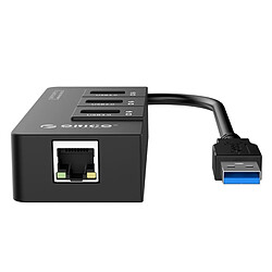 Avis Wewoo Hub USB 3.0 noir pour ordinateurs portables / Desktop / Ultrabook etc. ABS 3 Ports USB3.0 Splitter avec RJ45 Gigabit Ethernet Carte réseau externe 5 Gbps