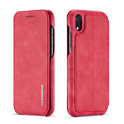 Wewoo Coque Pour iPhone XR Hon Ancient Series Etui en cuir avec fentes support et porte-cartes rouge