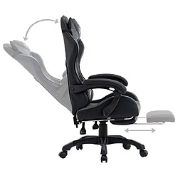 Acheter Helloshop26 Chaise fauteuil siège pivotante de bureau informatique étude de jeux vidéo avec repose-pied et similicuir gris 02_0024219