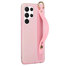 Coque en TPU flexible avec béquille en dragonne rose foncé pour votre Samsung Galaxy S22 Ultra 5G