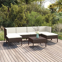 Maison Chic Salon de jardin 7 pcs + coussins - Mobilier/Meubles de jardin - Table et chaises d'extérieur Résine tressée Marron -MN82229