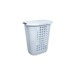 Corbeille à linge fermée 63 L - Blanc et gris