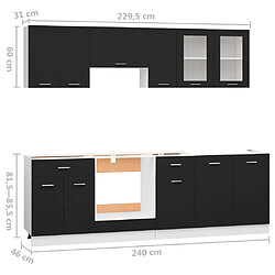 vidaXL Ensemble de meubles de cuisine 8 pcs Noir Aggloméré pas cher