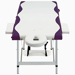 vidaXL Table de massage pliable 2 zones Aluminium Blanc et violet