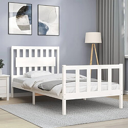 Acheter Maison Chic Cadre/structure de lit et tête de lit pour adulte - Lit Moderne Chambre blanc 100x200 cm bois massif -MN94267