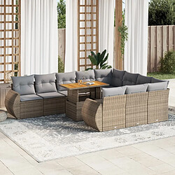 vidaXL Salon de jardin 11 pcs avec coussins beige résine tressée