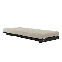 Inside 75 Fauteuil convertible futon ROOTS pin laqué noir matelas 90 x 200 cm coloris lin pas cher