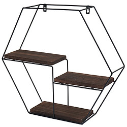 Decoshop26 Étagère murale suspendue 3 étagères en métal et bois marron foncé design industriel 43x49x11 cm 04_0008658