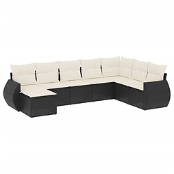 vidaXL Salon de jardin 8 pcs avec coussins noir résine tressée