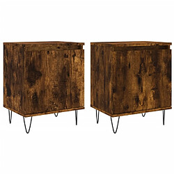 Maison Chic Lot de 2 Tables de chevet - Tables de Nuit chêne fumé 40x30x50 cm bois d'ingénierie