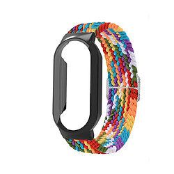 Bracelet en nylon élastique, 3 en 1, tressé pour votre Xiaomi Mi Band 7/7 NFC - Arc-en-ciel/noir