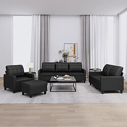 Maison Chic Ensemble de canapés 4 pcs avec coussins, Canapé droit Sofa pour Salon Noir Similicuir -GKD517294