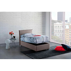 Autrement Talamo Italia Lit double Anna avec conteneur, Made in Italy, en tissu amovible, 160x200 cm, avec ouverture frontale, Taupe, avec matelas inclus.