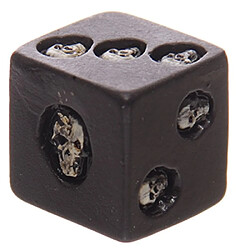 Puckator SK200 Set de 5 dés à 6 Faces - avec crânes incrustés Résine, Noir/Argent, 1,5 x 1,5 x 1,5 cm