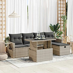 vidaXL Salon de jardin 6 pcs avec coussins gris clair résine tressée