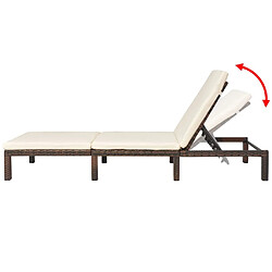 Acheter Maison Chic Chaise longue avec coussin | Bain de soleil Relax | Transat Résine tressée Marron -GKD54740