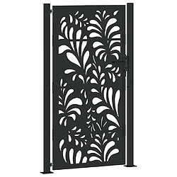 vidaXL Portail de jardin noir 105x180 cm acier conception de vagues