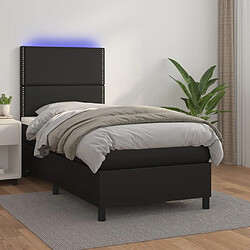 Sommier à lattes et LED,Cadre à lattes de lit avec matelas pour Adulte Noir 90x200 cm -MN38685