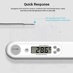 Acheter Justgreenbox Thermomètre alimentaire numérique à lecture instantanée sonde à viande testeur de température de cuisson de cuisine pour barbecue à lait, Blanc