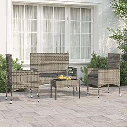 Maison Chic Salon de jardin 4 pcs + coussins - Mobilier/Meubles de jardin - Table et chaises d'extérieur Gris Résine tressée -MN37275