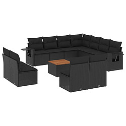 Maison Chic Salon de jardin 12 pcs avec coussins | Ensemble de Table et chaises | Mobilier d'Extérieur noir résine tressée -GKD14582