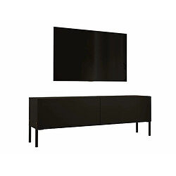 3XELIVING Meuble TV en couleur Noir mat / Noir brillant avec pieds droits en noir, D: l : 140 cm, H : 52 cm, P : 32 cm