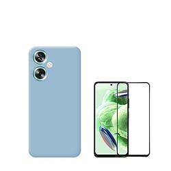 Kit de film en verre trempé de la couverture de 5D + couvercle de silicone liquide Phonecare pour Oppo A79 5G - Bleu clair