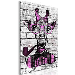 Artgeist Tableau - Giraffe with Pipe (1 Part) Vertical Pink [20x30]