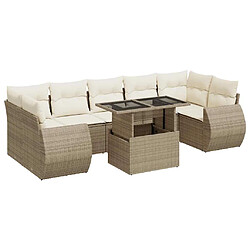 vidaXL Salon de jardin avec coussins 8 pcs beige résine tressée