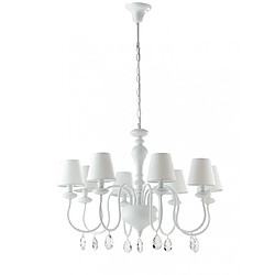 Fan Europe Chandelier abats jours Arthur 8 ampoules Métal,tissu blanc