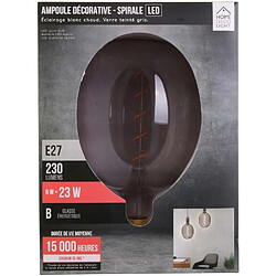 Home Deco Light Ampoule ovale LED spirale 27 cm gris.