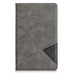 Etui en PU motif géométrique avec porte-cartes gris pour votre Samsung Galaxy Tab A 10.1 (2019) T510