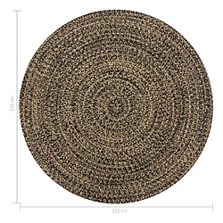 Decoshop26 Tapis fait à la main Jute Noir et naturel 150 cm DEC023522 pas cher