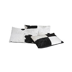 Aubry Gaspard Coussin en peau de vache véritable modèle aléatoire Noir et blanc 50x30.