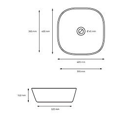 ML DESIGN MODERN LIVING Lavabo en céramique noir mat vasque à poser pour salle de bain 405x405x150 mm pas cher