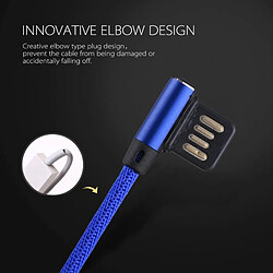 Acheter Wewoo Câble bleu foncé pour Samsung Galaxy S7 et S7 Edge / LG G4 / Huawei P8 / Xiaomi Mi4 autres Smartphones 1m 2.4A Sortie USB à Micro USB Double Coude Conception Nylon Weave Style Data Sync de Recharge