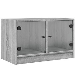 vidaXL Meuble TV avec portes en verre sonoma gris 68x37x42 cm