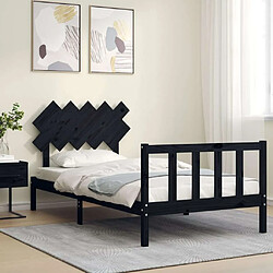 Avis Maison Chic Lit adulte - Cadre de lit et tête de lit,Structure du lit Contemporain pour chambre noir 100x200 cm bois massif -MN80713