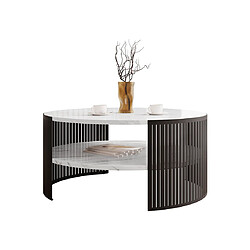 Bestmobilier Cruz - table basse - effet marbre blanc et noir - 75 cm