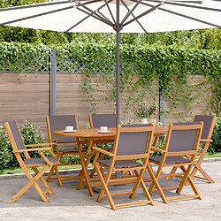 vidaXL Chaises de jardin pliantes lot de 8 tissu et bois massif