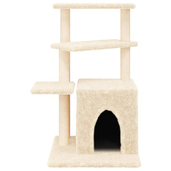 Helloshop26 Arbre à chat meuble tour grimper jouet grattage grattoir escalade plateforme avec griffoirs en sisal 83,5 cm crème 02_0022529